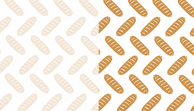 Sausage Seamless Pattern. with Handdrawn Meat. Doodle Cartoon Vector Style