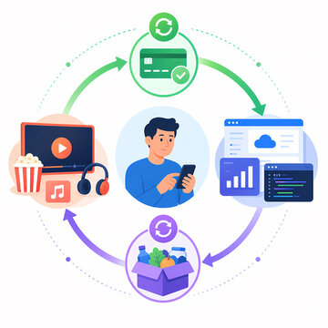 Subscription economy recurring revenue illustration