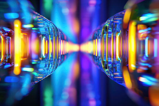 Vibrant display of glowing LED bulb textures creates dynamic visual experience, showcasing colorful reflections and light patterns