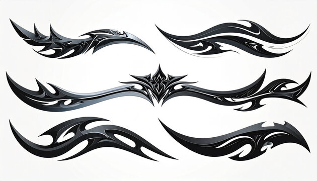 Tribal flame and sharp crest graphic design elements