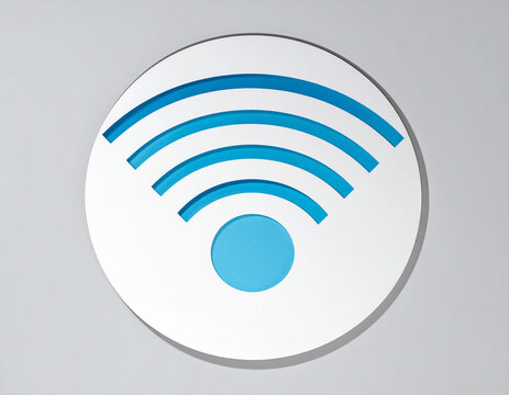 Wi-Fi symbol with concentric arcs and central circle on white