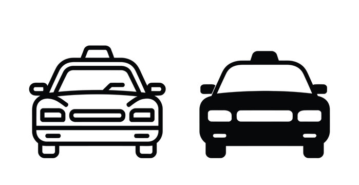 Color and outline taxi icons with transportation passenger business mobility
