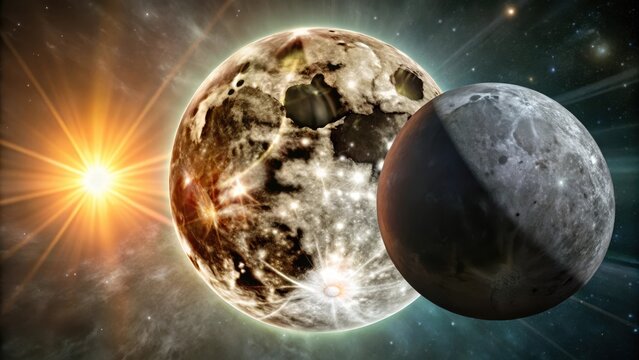A dark disk slowly covers the bright sun's face
