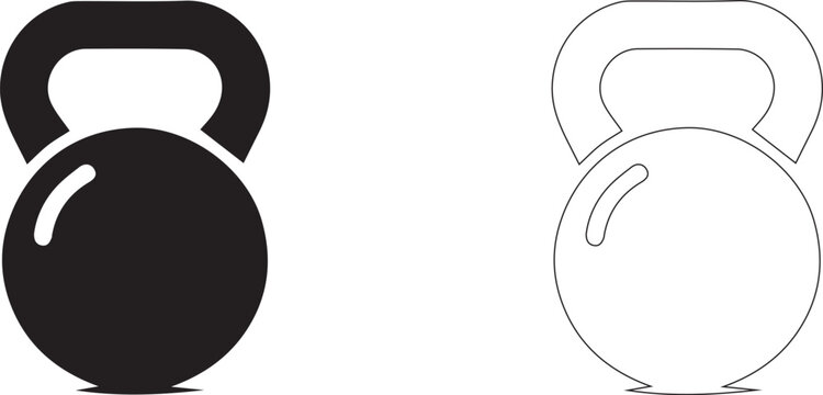 Black kettlebell icon on white background for fitness design, vector 