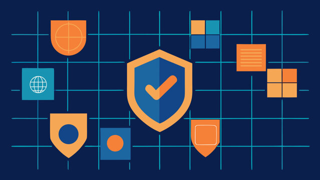 Comprehensive online security and data protection concept with shield and checkmark icons secure connection internet security online safety network security digital privacy data integrity