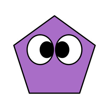 Purple Pentagon Shape Cartoon Style Illustration Isolated