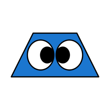 Blue Trapezoid Shape Cartoon Style Illustration Isolated