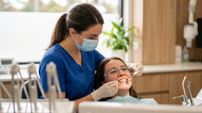 Dentista haciendo limpieza