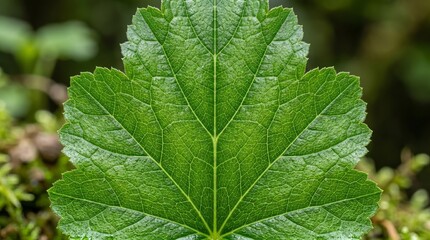 Fototapeta premium Symmetrical Green Leaf Texture Close-Up Natural Pattern