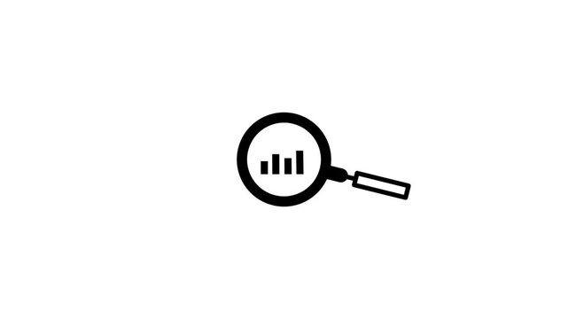 Magnifying glass with data analysis icon, simple design business growth concept animation