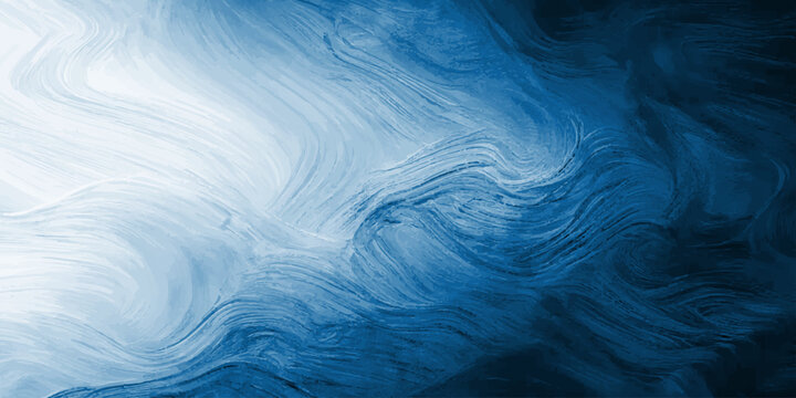An abstract blue background features calm ocean waves and ripples with a clear liquid texture reflecting light on the deep water surface