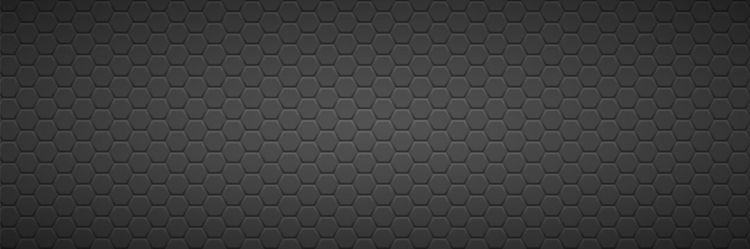 Hexagonal tile pattern beveled dark gray background geometric texture.