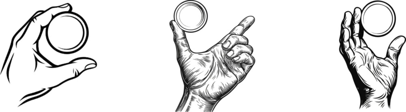 A minimalist vector illustration depicts a hand delicately holding a commemorative token chip against a stark white background, celebrating a minor sobriety milestone with sharp black lines and