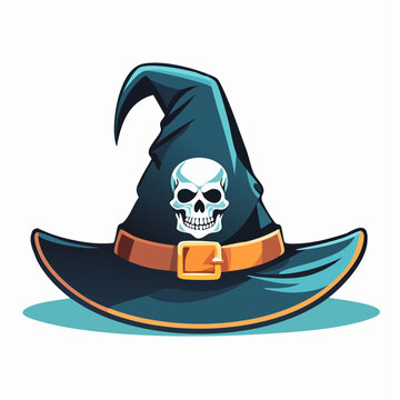 Witch Hat with Skull Emblem
