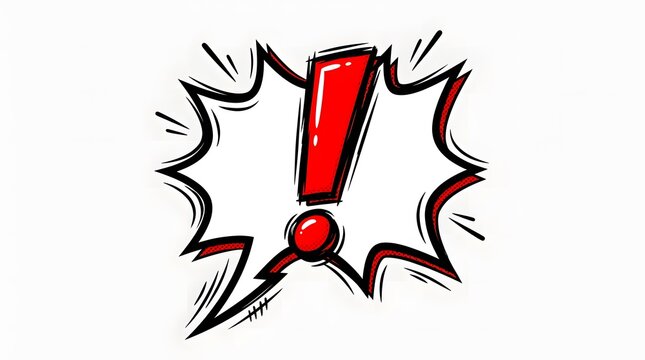 Cartoon exclamation mark with comic explosion