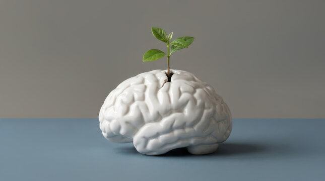 Brain growth and emotional healing concept with nature symbolism