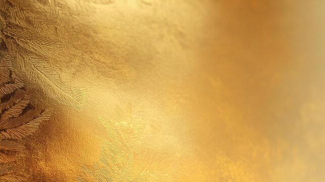 Beautiful close-up of textured golden surface with intricate leaf patterns.