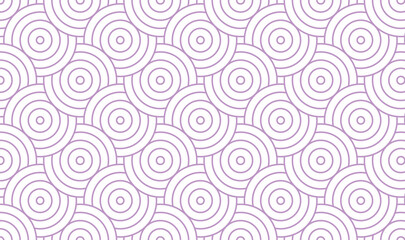 Obraz premium Light Purple Seamless Geometric Pattern with Concentric Circles and Interlocking Wavy Lines Background 