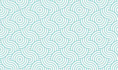 Obraz premium Seamless Minimalist Concentric Circles Geometric Pattern in Pastel Turquoise and White 