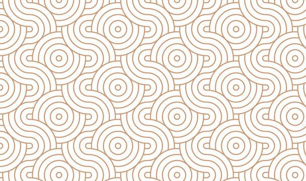Seamless Minimalist Concentric Circles Geometric Pattern in Beige and White 