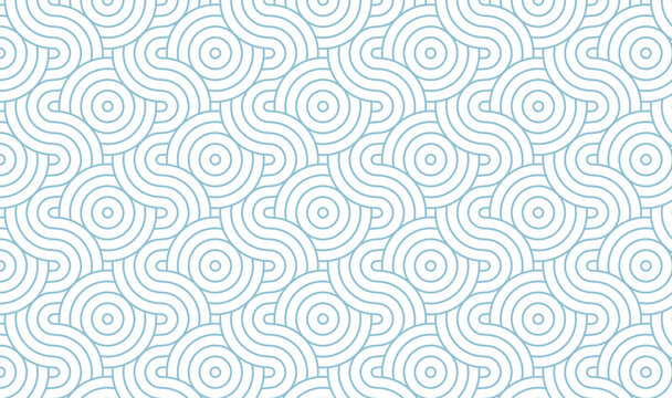 Seamless Minimalist Concentric Circles Geometric Pattern in Pastel Blue and White 