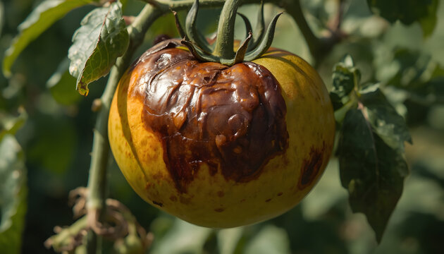 Tomato Fruit Infected with Late Blight Fungus Disease