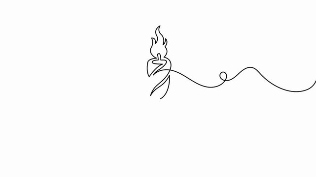 Candle with twisted patterns continuous line drawing animation for classic holiday events
