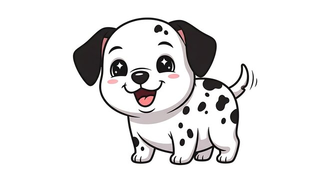 Cute cartoon dog with happy expression and tongue out.