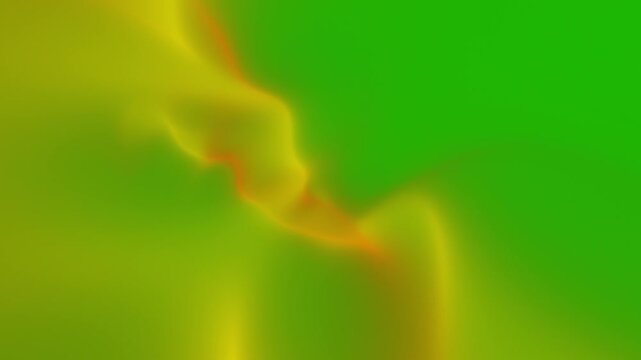 Abstract yellow light waves ripple smoothly over a vibrant green screen backdrop in a gentle 3D animation loop for background overlay use