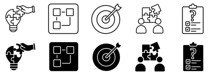 problem icon set. solving and solution Vector Illustration Concept © Cacacon