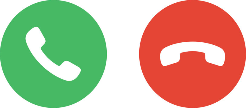 Green accept and red decline phone call buttons displayed as a simple flat circular icon set
