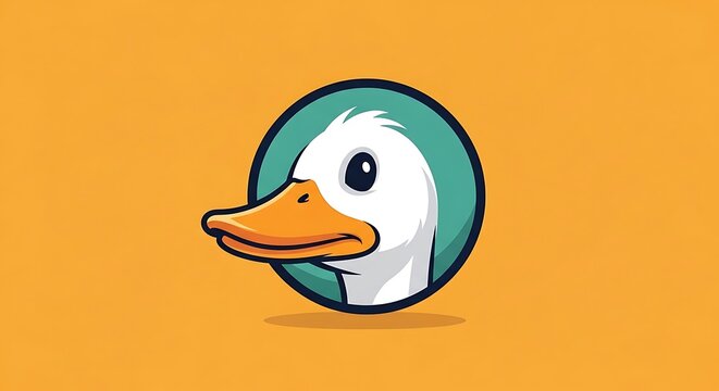 Cute cartoon penguin with orange beak and feet.