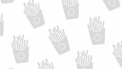 Fototapeta premium Doodle French Fries Seamless Pattern. Crispy Fast Food Background. Hand Drawn Doodle Style