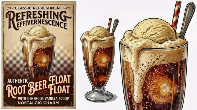 Refreshing Root Beer Float With Vanilla Scoop and Classic Charm Nostalgic Summer Treat