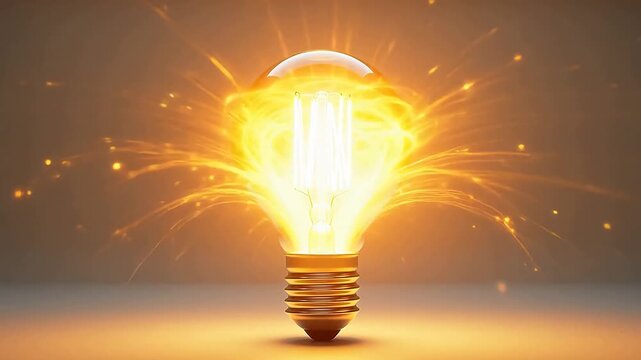 Glowing Cartoon Light Bulb Illumination Sequence