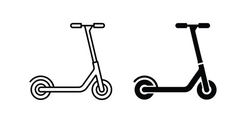 Electric scooter icon vector set of kick e-scooter eco transport in outline and solid styles © Rezia