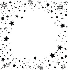 Obraz premium Black Stars and Dots on White Background for Celebration or Festive Design