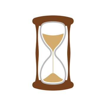 Brown hourglass timer with sand flowing down