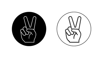 Obraz premium Minimalist Peace Sign Hand Gesture Icon Set