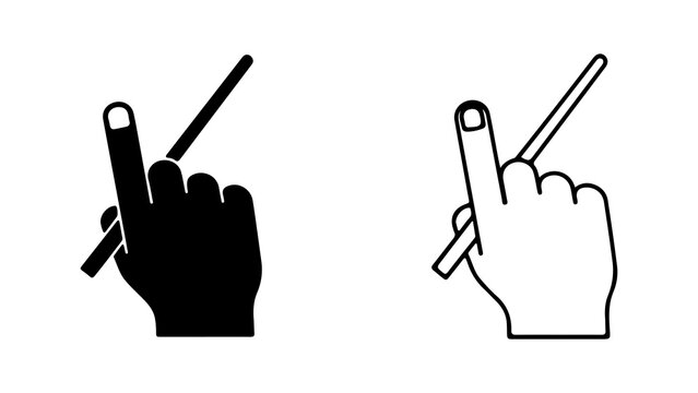 Hand Holding A Stick Or Pointer Icon Set