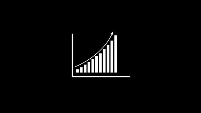 White line art growth bar animation on black background