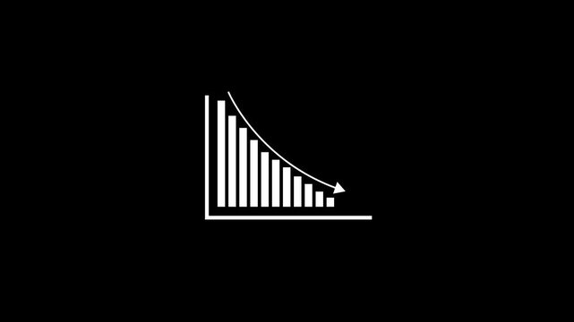 Animated financial loss bar chart icon with downward arrow