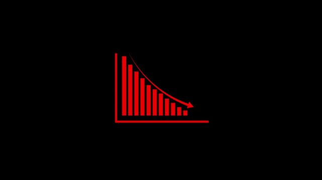 Market crash and loss concept with falling bar graph animation
