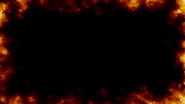 炎のフレームループ（弱）｜やわらかく揺らぐ火の枠・火の粉エフェクト