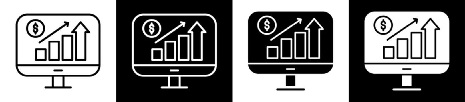 Business Analytics White Black Icon Vector Illustration