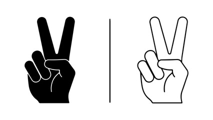 Fototapeta premium Set of Victory Hand Sign Icons