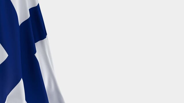 Finland Flag on Left Side, Waving National Symbol with Copy Space