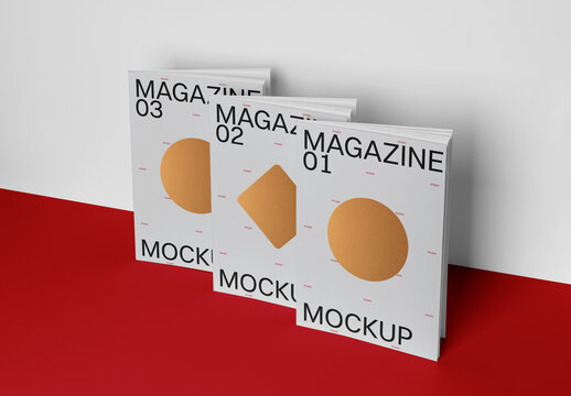 Standing Three Magazine PSD Mockups