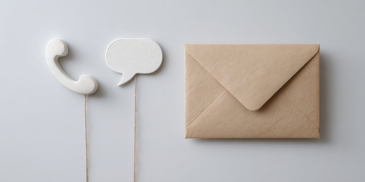 Communication symbols with envelope on white