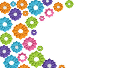 Colorful paper flowers background, vibrant 3D origami floral border, decorative paper craft blossoms for spring celebration and greeting card design © ZINIYAISLAM